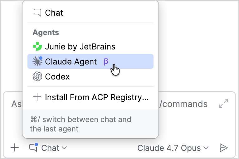 Select Claude Agent